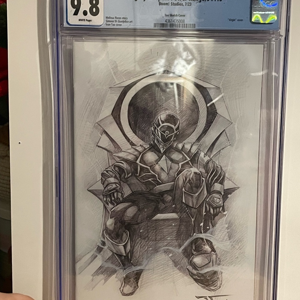 Black and White Comic Art with Seated Figure